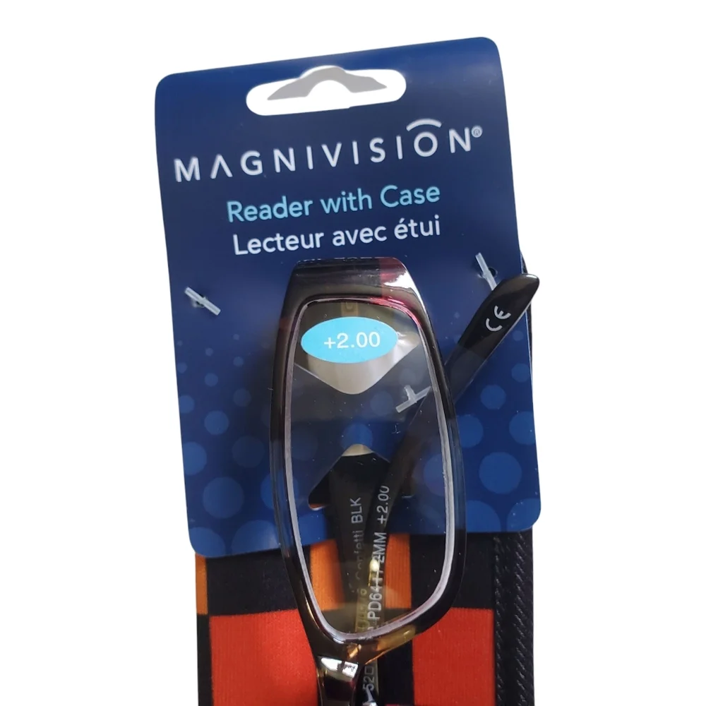 NWT Magnivsion +2.00 Reading Glasses with Case Multi-Color